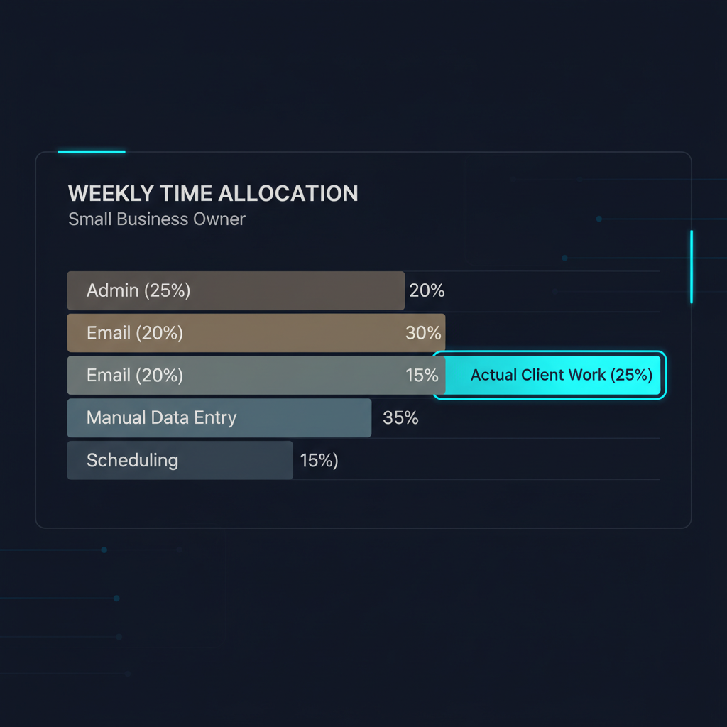 Weekly time breakdown showing admin vs client work